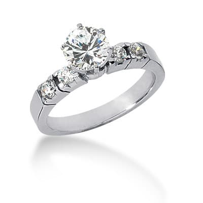 Ladies 14KT White Gold Platinum Fancy Engagement Set ENS552-A