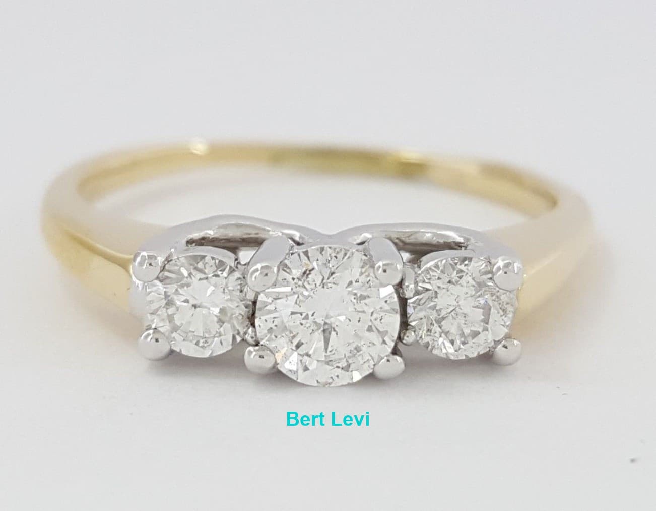 0.50 ct 14K & Platinum Three-Stone Round Cut Diamond Engagement Anniversary Ring