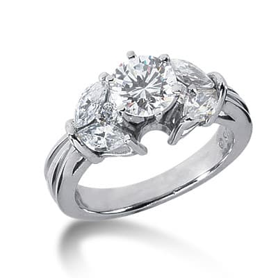 Ladies 14KT White Gold Platinum Fancy Engagement Ring ENR2765