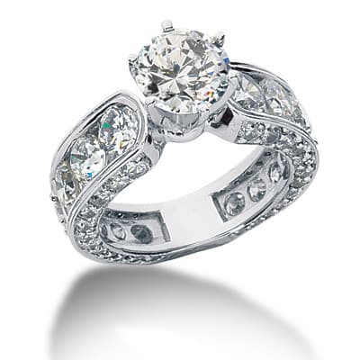 Ladies 14KT White Gold Platinum Fancy Engagement Set ENS798-A