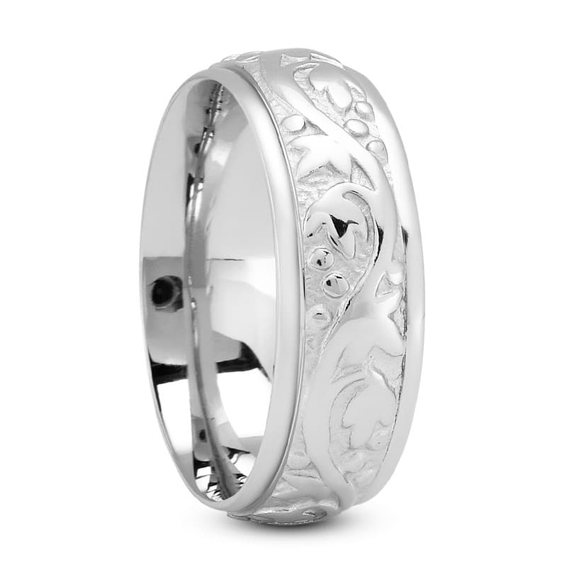 Ladies 14KT White Gold Platinum Traditional Wedding Band HM232