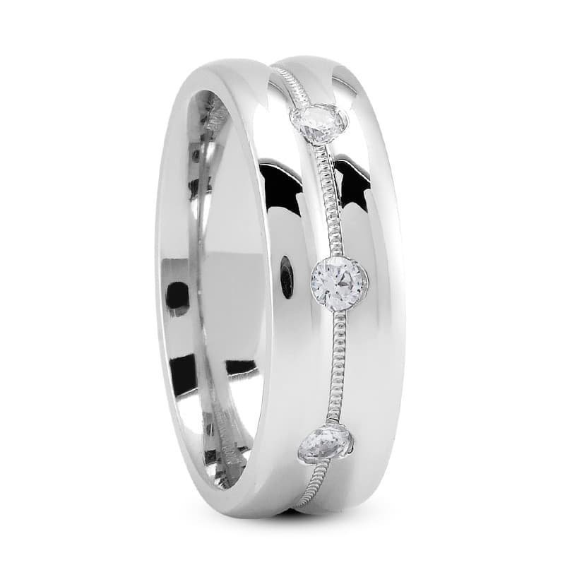 Ladies 14KT White Gold Platinum Traditional Wedding Band DBM325-7-RD
