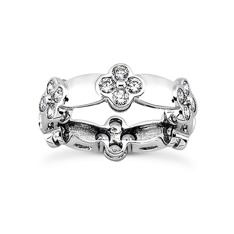 Ladies 14KT White Gold Platinum Eternity Wedding Band EWB410-4
