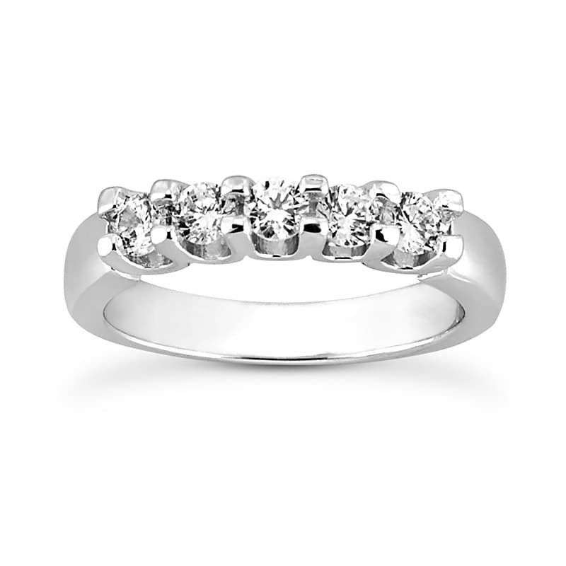 Ladies 14KT White Gold Platinum Round Diamond Wedding Band WB752