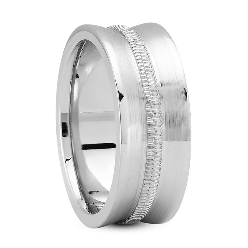 Mens 14KT White Gold Platinum Traditional Wedding Band M375