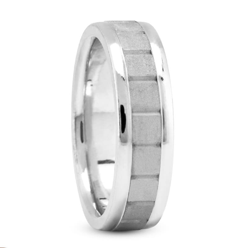 Mens 14KT White Gold Platinum Traditional Wedding Band M448