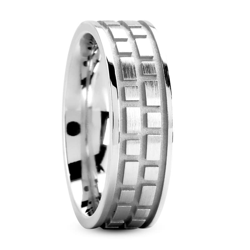 Mens 14KT White Gold Platinum Traditional Wedding Band M437