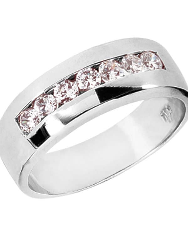 Ladies 14KT White Gold Platinum Round Diamond Wedding Band Set WBS144-G