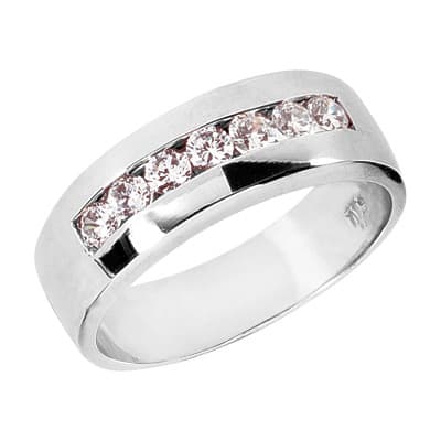 Ladies 14KT White Gold Platinum Round Diamond Wedding Band Set WBS144-G