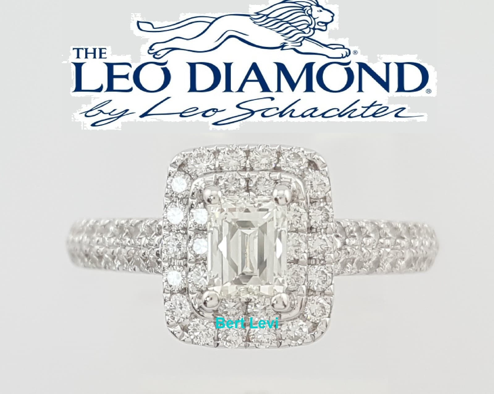 The Leo Emerald Diamond Double Halo Engagement Ring 1 ct 14K White Gold Rtl $5K