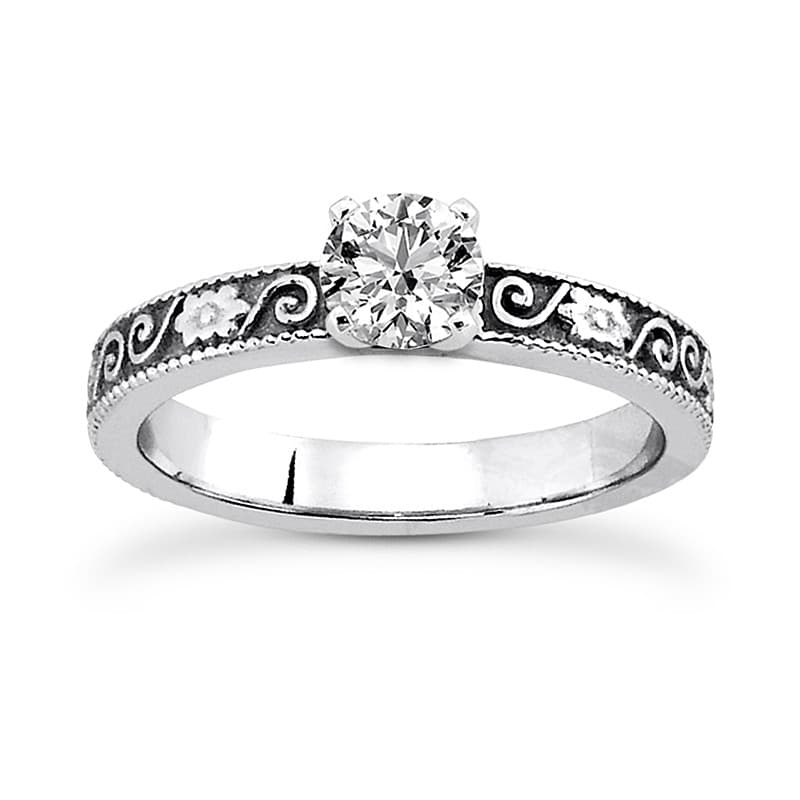 Ladies 14KT White Gold Platinum Solitaire Engagement Set ENS3595-A