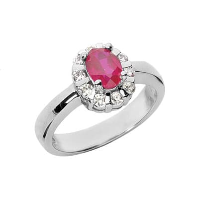 Ladies 14KT White Gold Platinum Oval Cut Diamond Color Stone Ring CSR1012