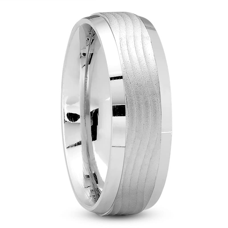 Mens 14KT White Gold Platinum Traditional Wedding Band M783