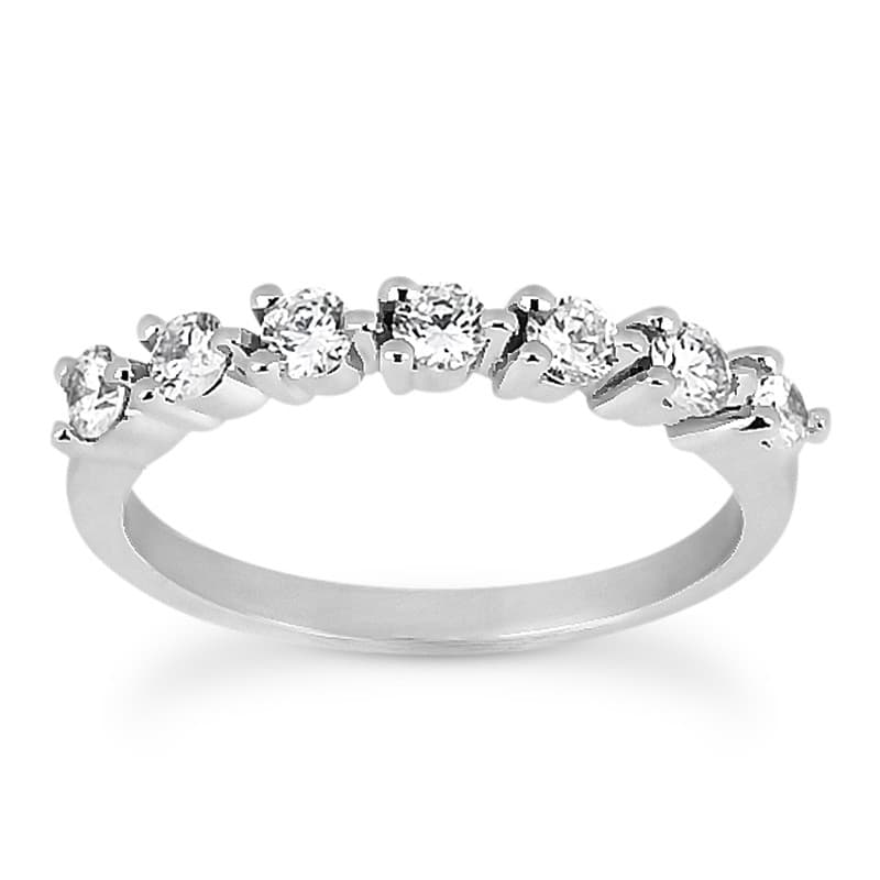 Ladies 14KT White Gold Platinum Round Diamond Wedding Band WB5059