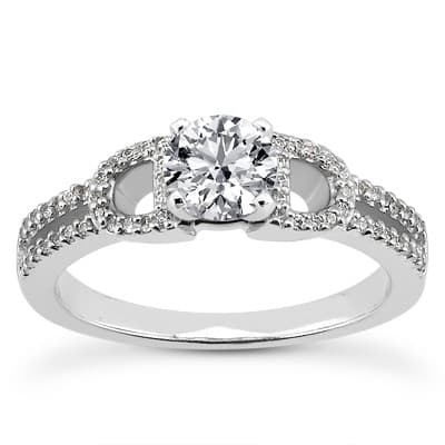 Ladies 14KT White Gold Platinum Fancy Engagement Set ENS3306-A