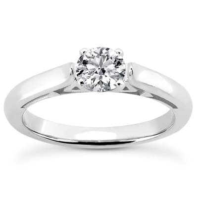 Ladies 14KT White Gold Platinum Solitaire Engagement Set ENS1995-A