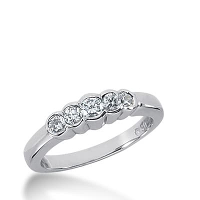 Ladies 14KT White Gold Platinum Round Diamond Wedding Band WB2056