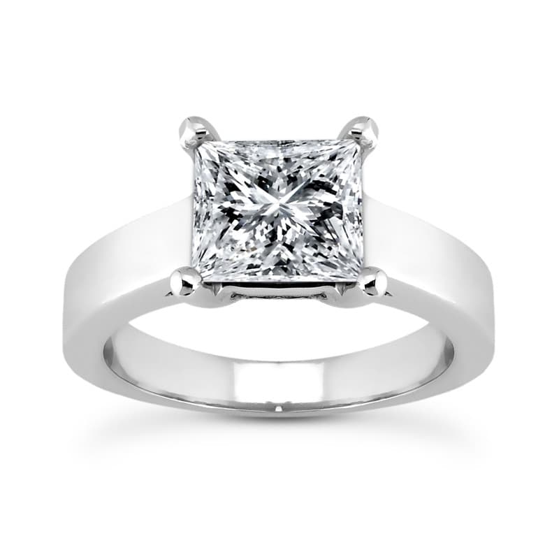 Ladies 14KT White Gold Platinum Solitaires Engagement Ring ENR4037