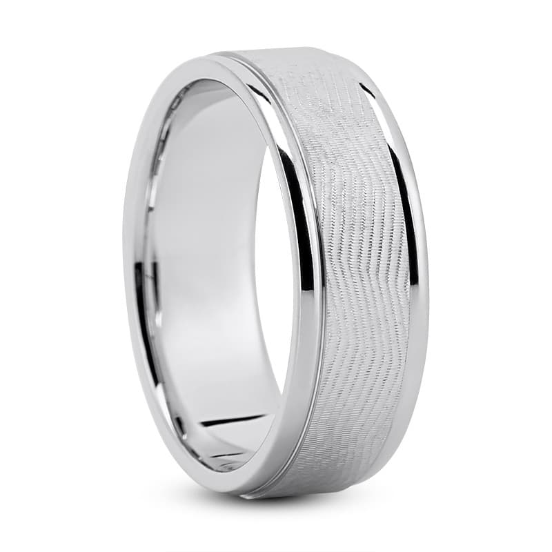 Mens 14KT White Gold Platinum Traditional Wedding Band M8057