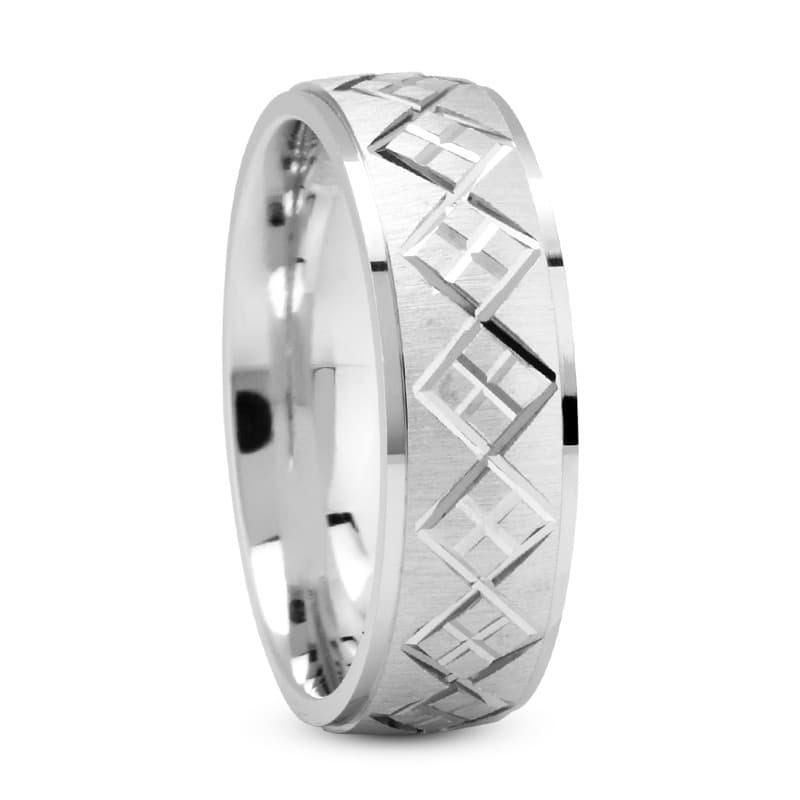 Mens 14KT White Gold Platinum Traditional Wedding Band M584