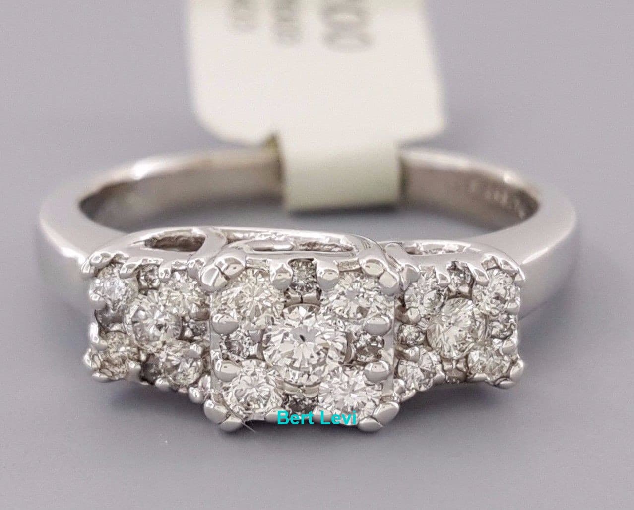 0.50 ct 14K White Gold Round Diamond Cluster Style 3-Stone Engagement Ring