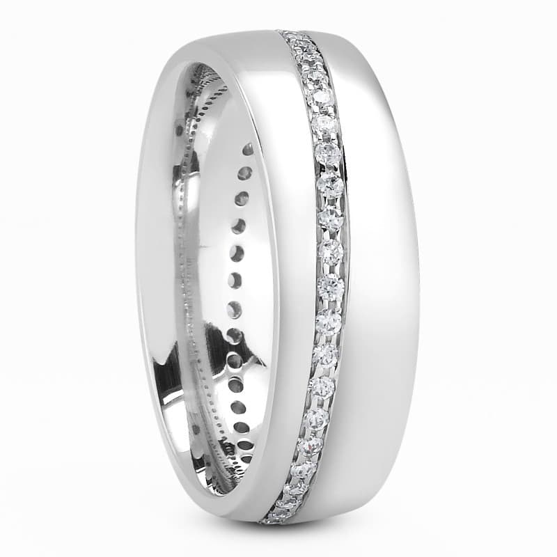 Ladies 14KT White Gold Platinum Traditional Wedding Band DB1080-7-RD