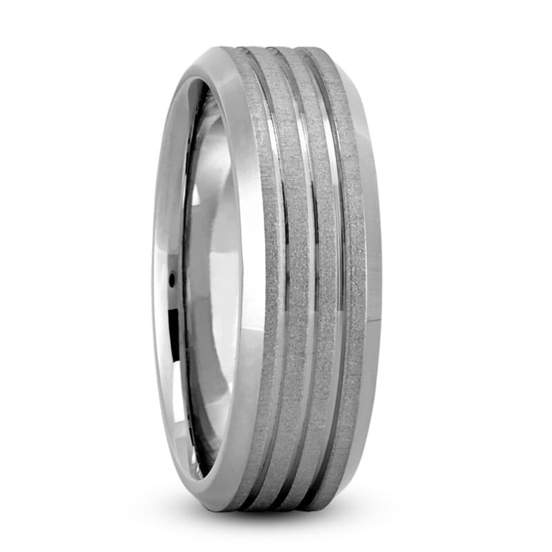 Mens 14KT White Gold Platinum Traditional Wedding Band M8011