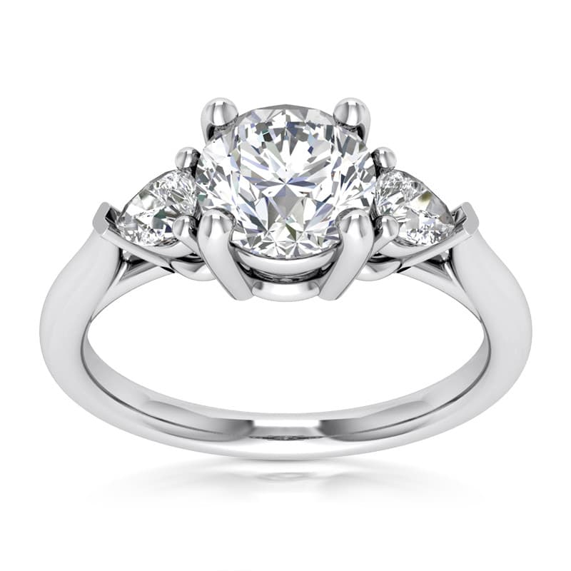 Ladies 14KT White Gold Platinum Three Stones Engagement Ring ENR9459-1