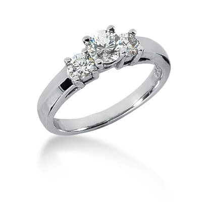 Ladies White Gold Platinum Round Diamond Three Stones Engagement Set ENS191-A