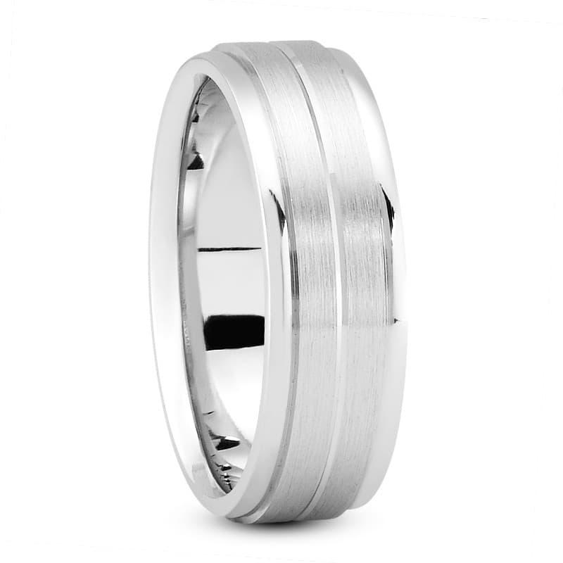 Mens 14KT White Gold Platinum Traditional Wedding Band M114
