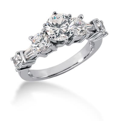 Ladies 14KT White Gold Platinum Fancy Engagement Set ENS758-A