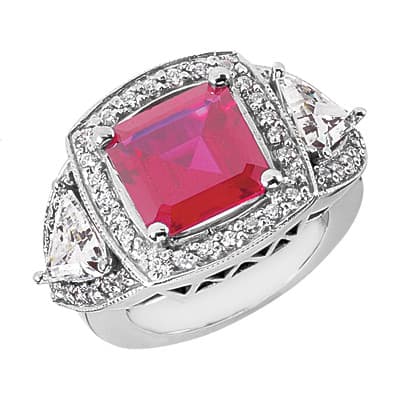 Ladies 14KT White Gold Platinum Color Stone Ring CSR1088