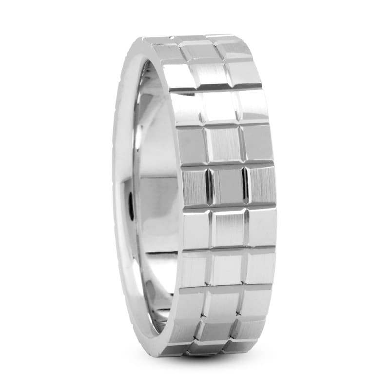 Mens 14KT White Gold Platinum Traditional Wedding Band M591