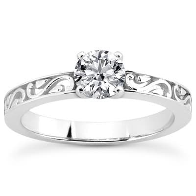Ladies 14KT White Gold Platinum Tailored Engagement Set ENS3290-A