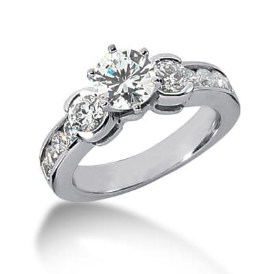 Ladies 14KT White Gold Platinum Fancy Engagement Set ENS464-A