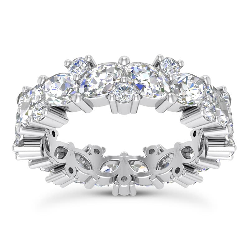 Ladies 14KT White Gold Platinum Round Diamond Eternity Wedding Band EWB554-4