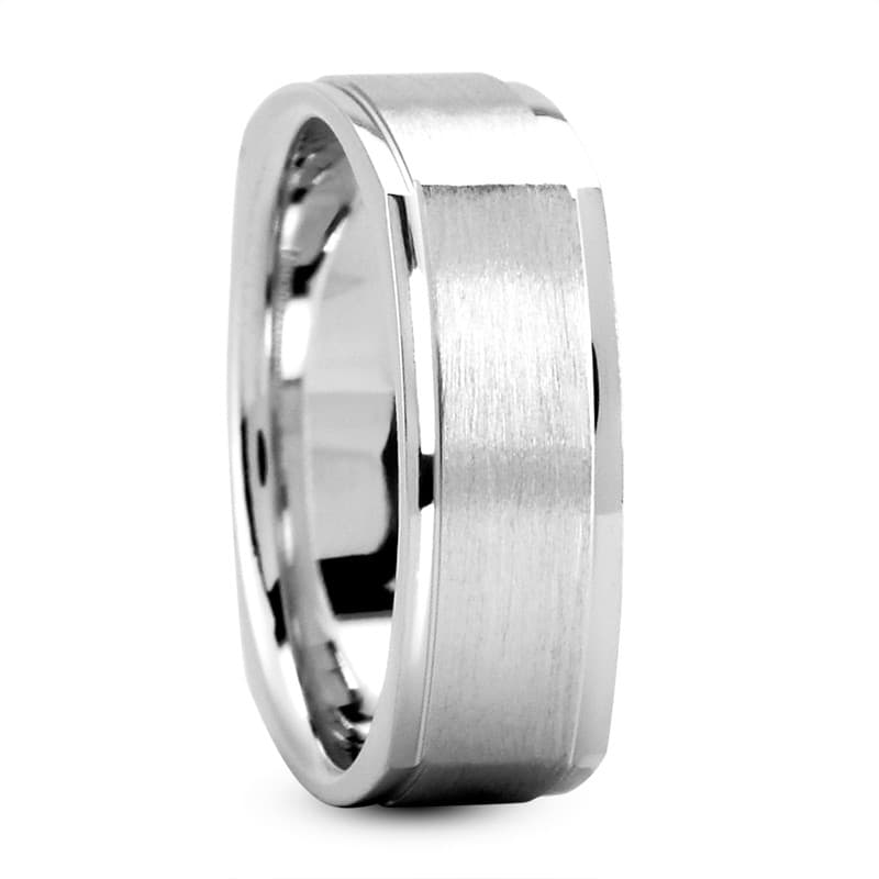 Mens 14KT White Gold Platinum Traditional Wedding Band MSQ321
