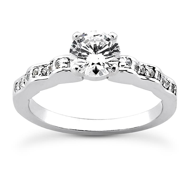 Ladies 14KT White Gold Platinum Round Diamond Tailored Engagement Set ENS3253-A