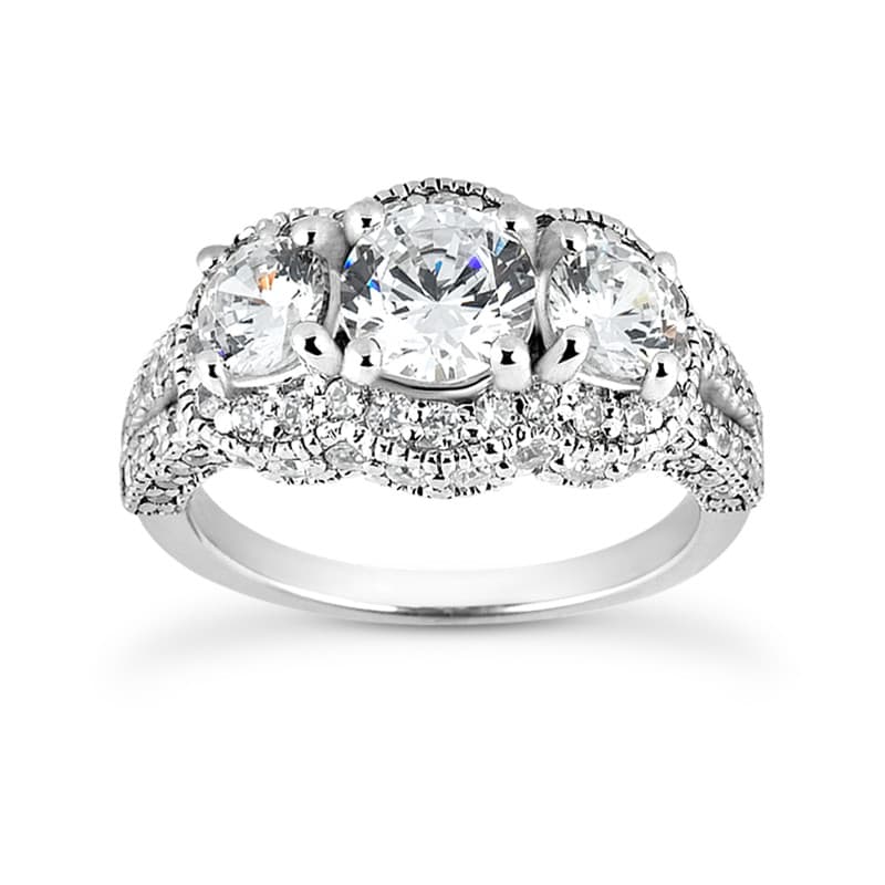 Ladies Round,Princess Diamond Three Stones Engagement Ring ENR8264