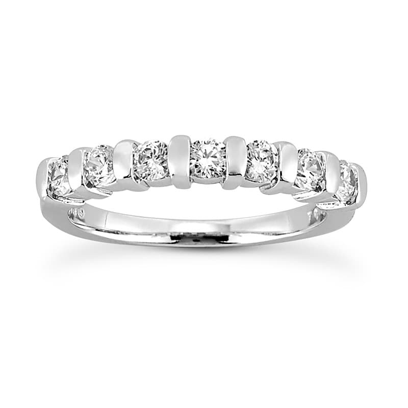 Ladies 14KT White Gold Platinum Round Diamond Wedding Band WB2769