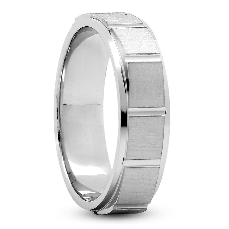 Mens 14KT White Gold Platinum Traditional Wedding Band MSQ284