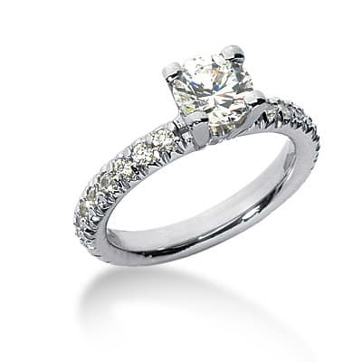 Ladies 14KT White Gold Platinum Fancy Engagement Set ENS443-A