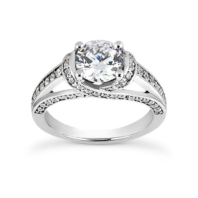 Ladies 14KT White Gold Platinum Round Diamond Fancy Engagement Ring ENR8359