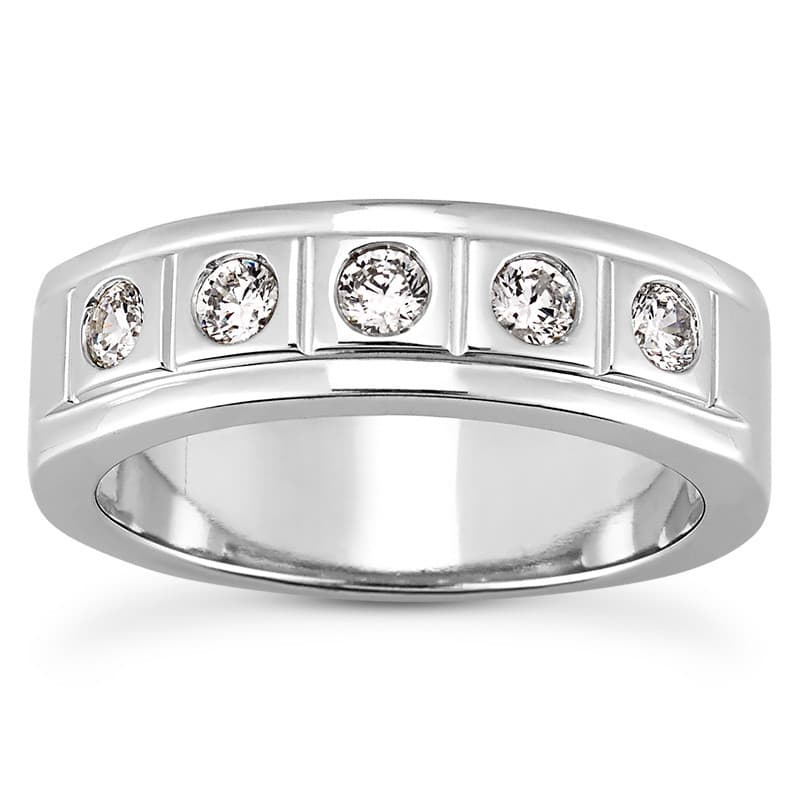 Mens 14KT White Gold Platinum Wedding Band MR1450