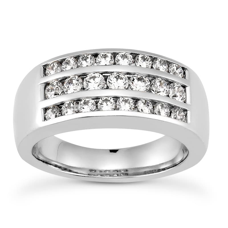 Ladies 14KT White Gold Platinum Round Diamond Wedding Band WB1647