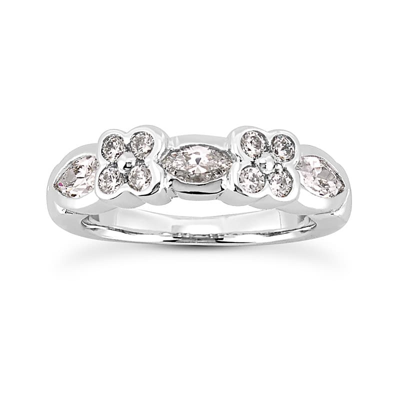 Ladies 14KT White Gold Platinum Diamond Wedding Band WB263