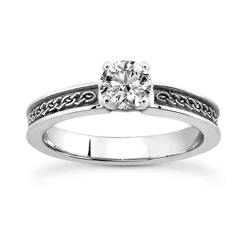 Ladies 14KT White Gold Platinum Solitaire Engagement Set ENS3620-A