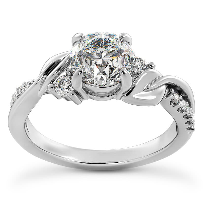 Ladies 14KT White Gold Platinum Fancy Engagement Ring ENR9559-1