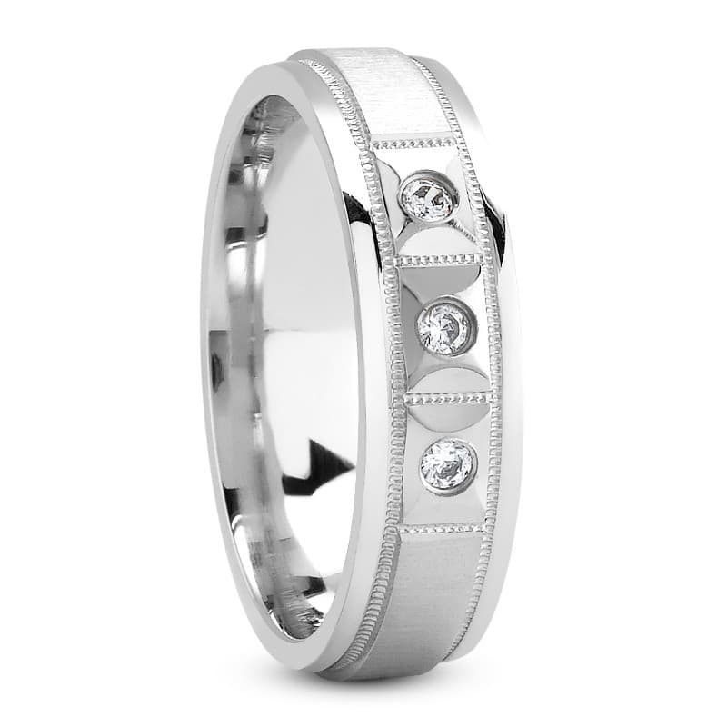 Ladies 14KT White Gold Platinum Traditional Wedding Band DB1029-6.5-RD