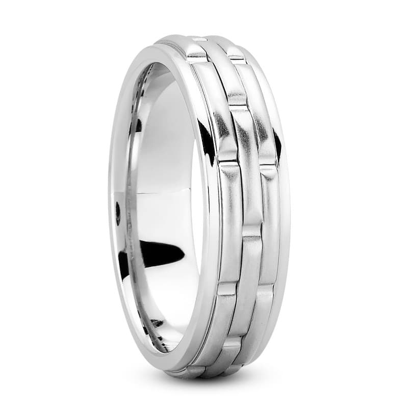 Mens 14KT White Gold Platinum Traditional Wedding Band M330